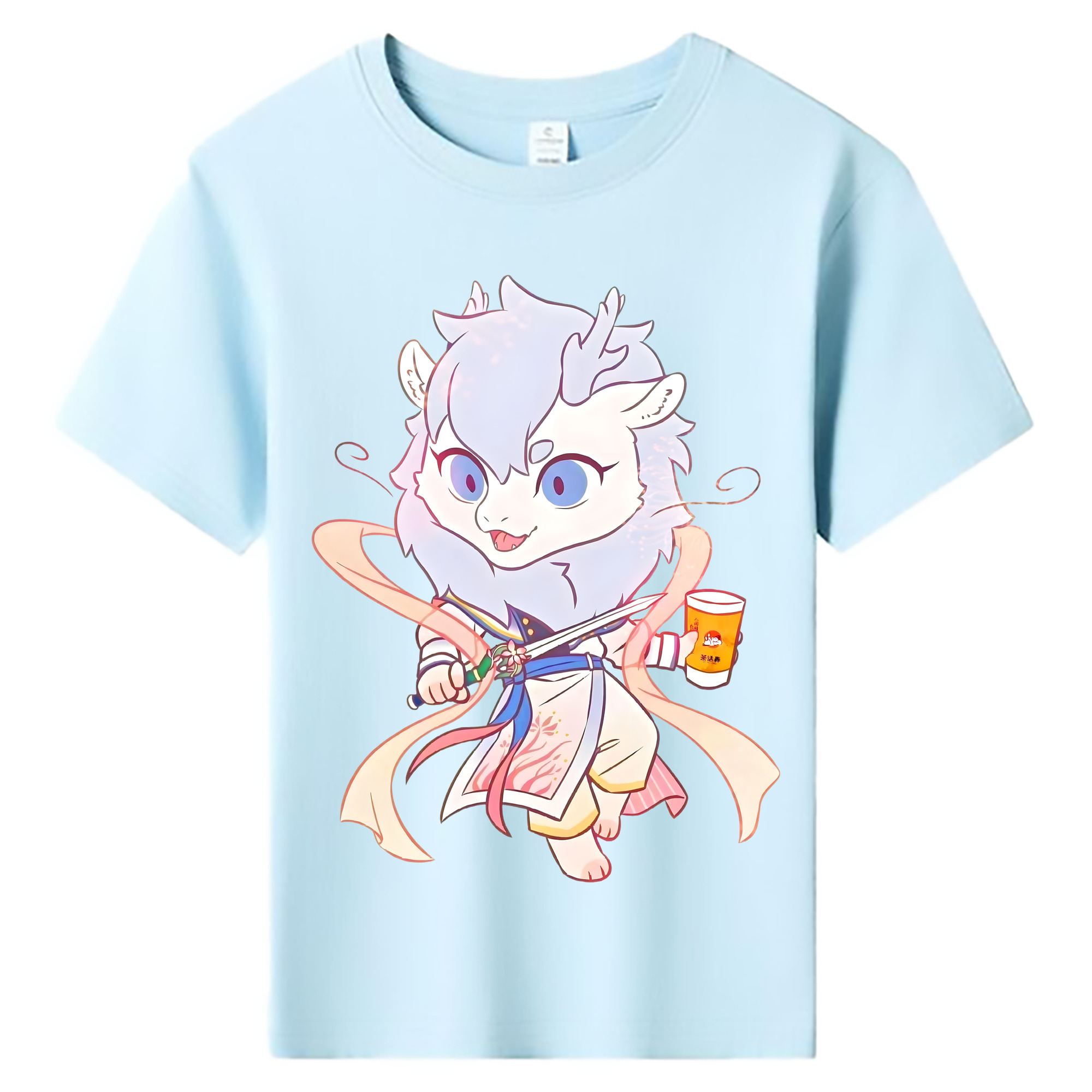（画像用） Ne Zha 2 ナタ 魔童の大暴れ 綿100％キッズTシャツ（フロントプリント）